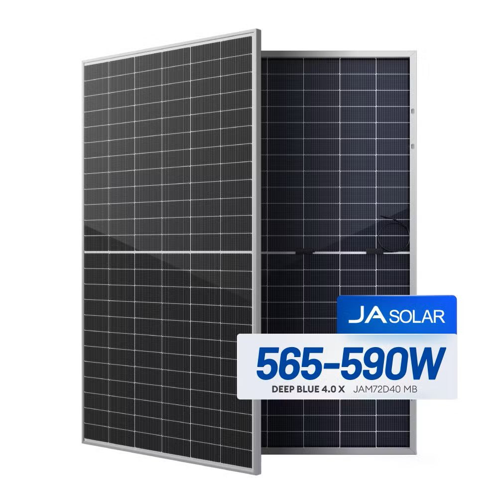 Tấm pin JA Solar hai mặt kính, ảnh mặt trước và mặt sau (dòng JAM72D40)