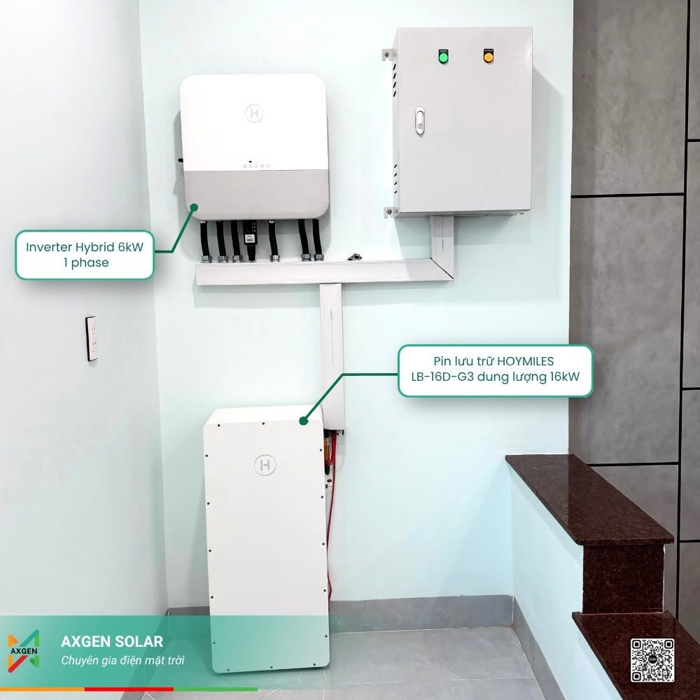 Inverter Hybrid Hoymiles 6 kW và pin lưu trữ LB-16D-G3 16 kWh lắp cho gia đình anh Dũng