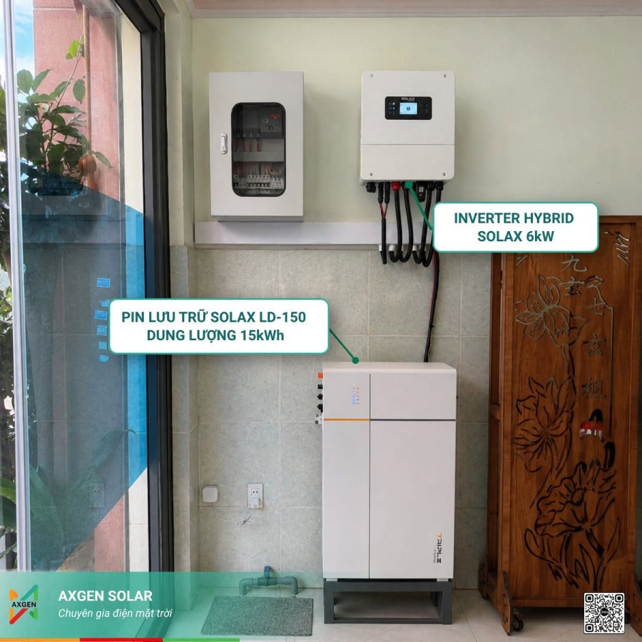 Inverter Hybrid SolaX 6 kW và pin lưu trữ SolaX 15 kWh thay cho hệ hòa lưới cũ ở Quận 10
