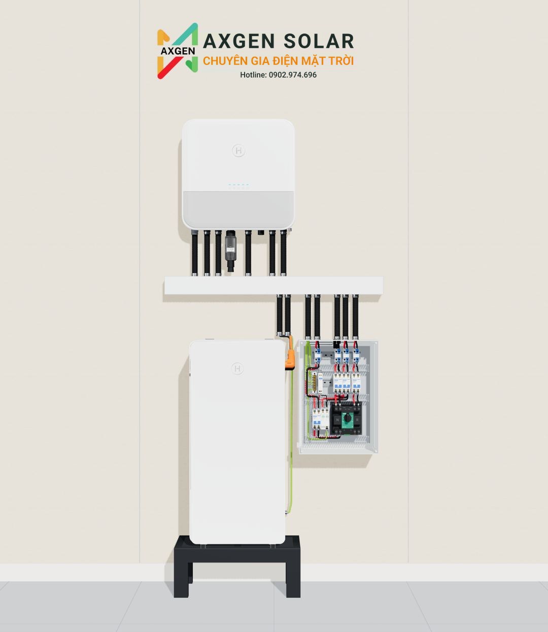 Góc thiết bị inverter Hoymiles và pin lưu trữ 1 pha