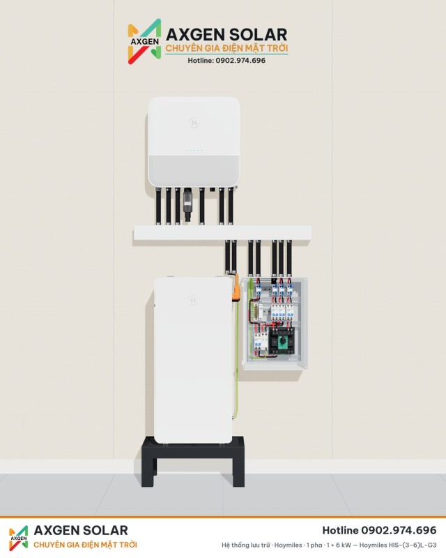 Hệ lưu trữ Hoymiles 1 pha: inverter Hybrid, pin LB-16D-G3, tủ điện