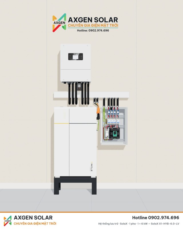 Hệ lưu trữ SolaX 1 pha: inverter Hybrid, pin lưu trữ, tủ điện