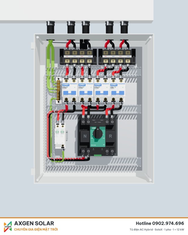 Tủ điện Hybrid 1 pha AXGEN SOLAR