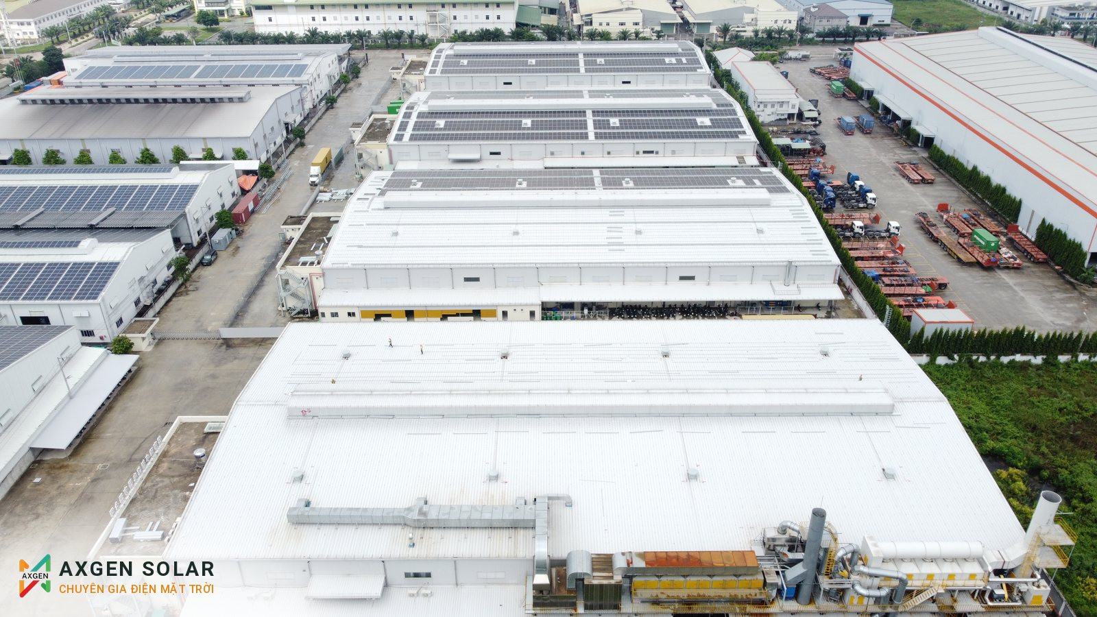 Nhà xưởng Hải Trang, KCN Sóng Thần 3 – 2.580 kWp – 13/10/2025: Toàn cảnh khu nhà xưởng.
