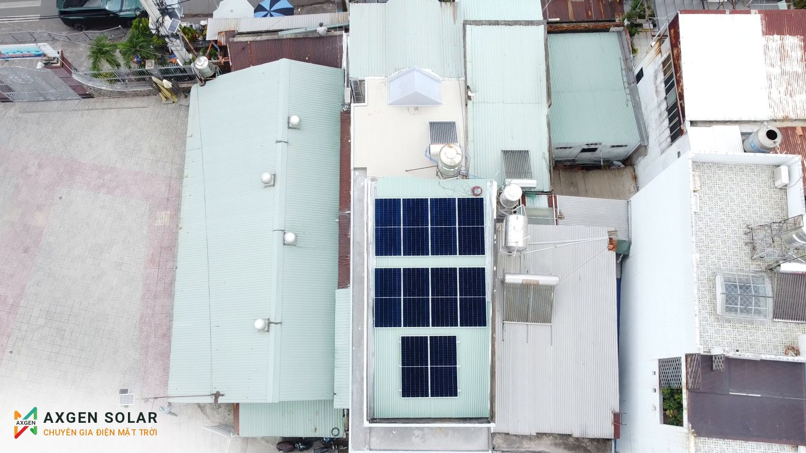 Nhà anh Vũ, Gò Vấp – 6,65 kWp – 01/08/2025: Ngôi nhà nhìn từ trên cao.